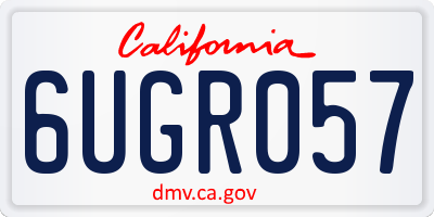 CA license plate 6UGR057