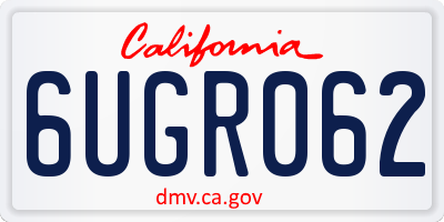 CA license plate 6UGR062