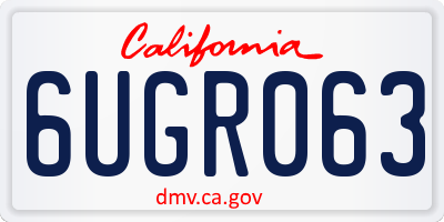 CA license plate 6UGR063