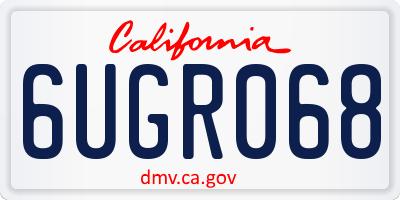 CA license plate 6UGR068