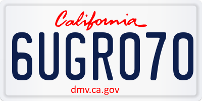 CA license plate 6UGR070