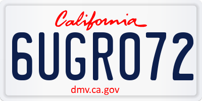 CA license plate 6UGR072