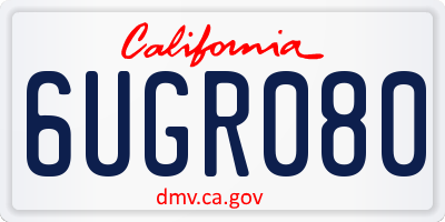 CA license plate 6UGR080