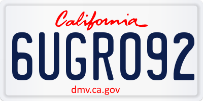 CA license plate 6UGR092