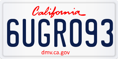 CA license plate 6UGR093