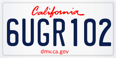 CA license plate 6UGR102