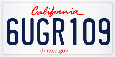CA license plate 6UGR109