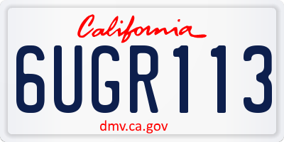 CA license plate 6UGR113