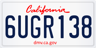 CA license plate 6UGR138