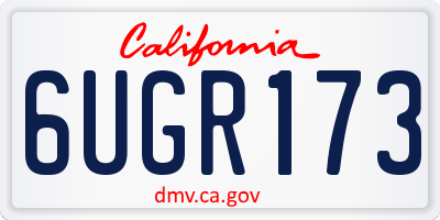 CA license plate 6UGR173