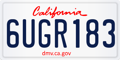 CA license plate 6UGR183
