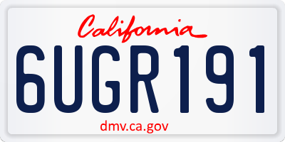 CA license plate 6UGR191