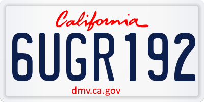 CA license plate 6UGR192