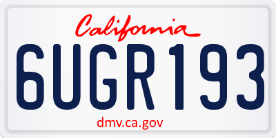 CA license plate 6UGR193
