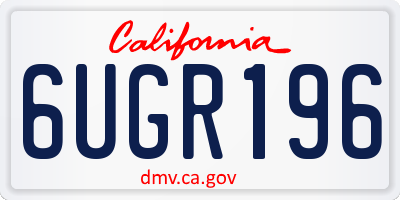 CA license plate 6UGR196