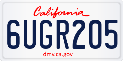 CA license plate 6UGR205