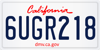 CA license plate 6UGR218