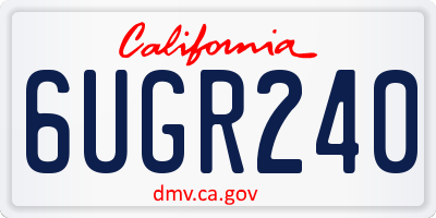 CA license plate 6UGR240