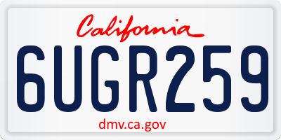 CA license plate 6UGR259