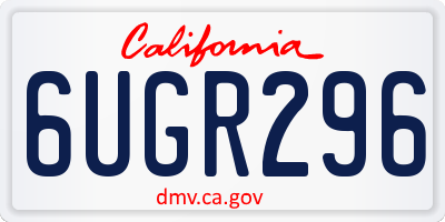 CA license plate 6UGR296