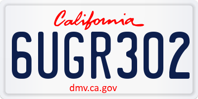 CA license plate 6UGR302
