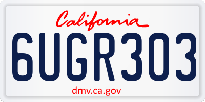 CA license plate 6UGR303