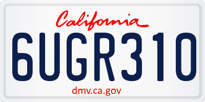 CA license plate 6UGR310