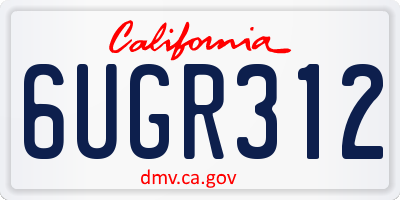 CA license plate 6UGR312
