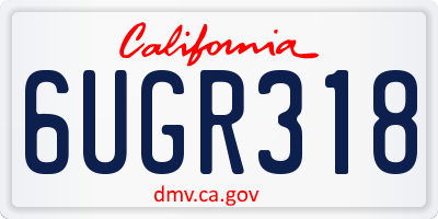 CA license plate 6UGR318