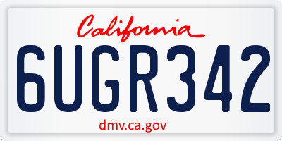 CA license plate 6UGR342