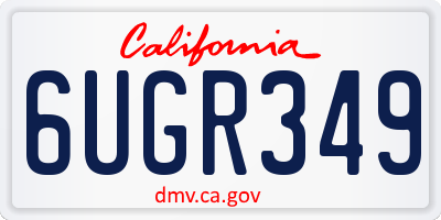 CA license plate 6UGR349