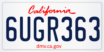 CA license plate 6UGR363