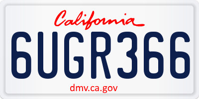 CA license plate 6UGR366