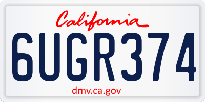 CA license plate 6UGR374