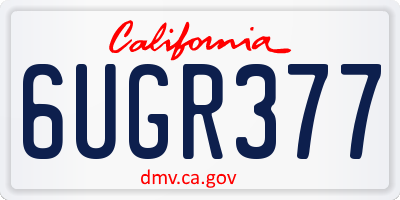 CA license plate 6UGR377