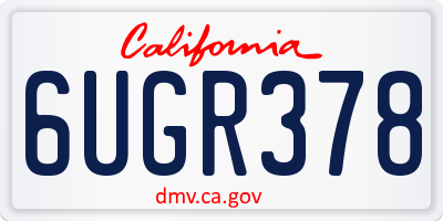 CA license plate 6UGR378