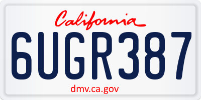 CA license plate 6UGR387