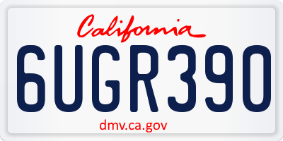 CA license plate 6UGR390