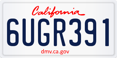 CA license plate 6UGR391