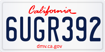 CA license plate 6UGR392
