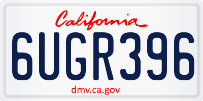CA license plate 6UGR396