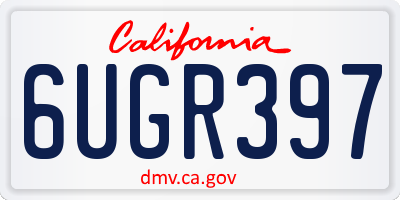 CA license plate 6UGR397