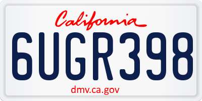 CA license plate 6UGR398