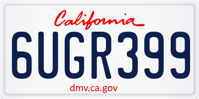 CA license plate 6UGR399