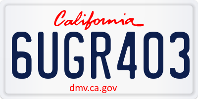 CA license plate 6UGR403