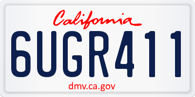 CA license plate 6UGR411