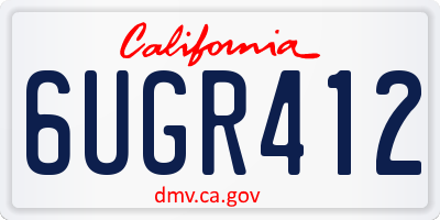 CA license plate 6UGR412