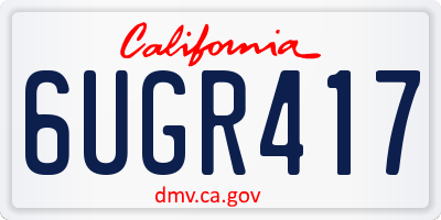 CA license plate 6UGR417