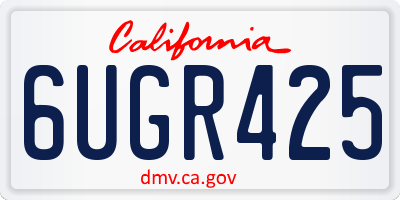 CA license plate 6UGR425