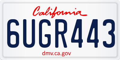 CA license plate 6UGR443